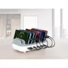 Manhattan 10-portu USB-C uzlādes stacija, USB-C izvade: 10x 20W, maks. 200W, barošana no tīkla (iekļauti US/EU/UK adapteri)
