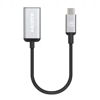 Manhattan USB-C uz HDMI kabelis, 4K@60Hz, 5 Gbps (USB 3.2 Gen1), 15 cm, melns, vīrietis-sieviete, trīs gadu garantija