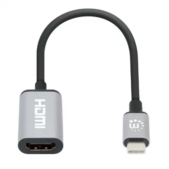 Manhattan USB-C uz HDMI kabelis, 4K@60Hz, 5 Gbps (USB 3.2 Gen1), 15 cm, melns, vīrietis-sieviete, trīs gadu garantija