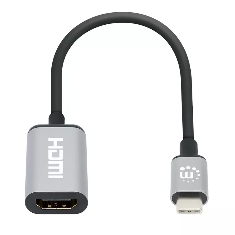 Manhattan USB-C uz HDMI kabelis, 4K@60Hz, 5 Gbps (USB 3.2 Gen1), 15 cm, melns, vīrietis-sieviete, trīs gadu garantija