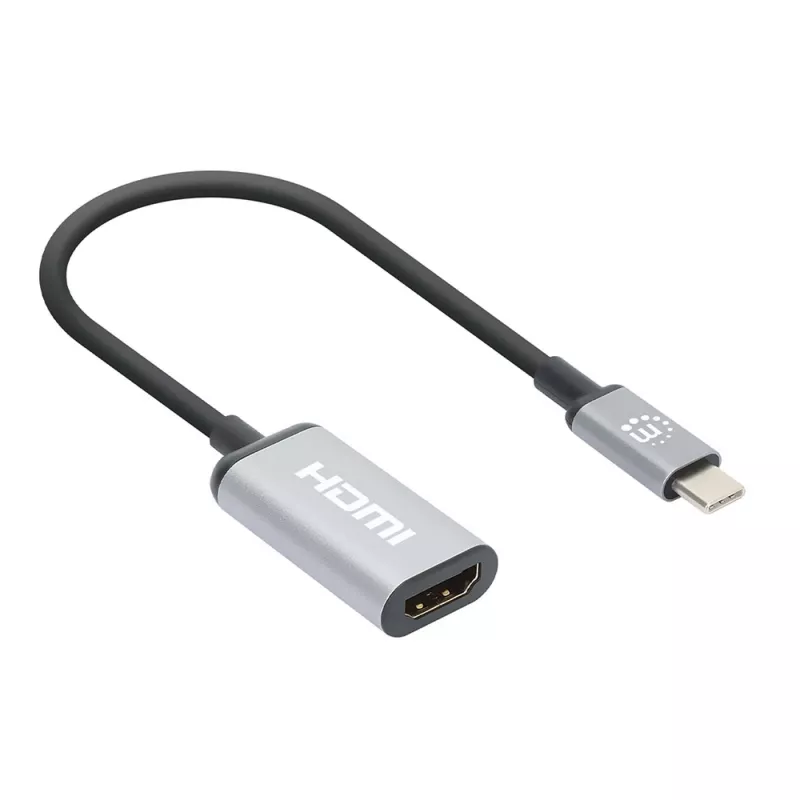 Manhattan USB-C uz HDMI kabelis, 4K@60Hz, 5 Gbps (USB 3.2 Gen1), 15 cm, melns, vīrietis-sieviete, trīs gadu garantija