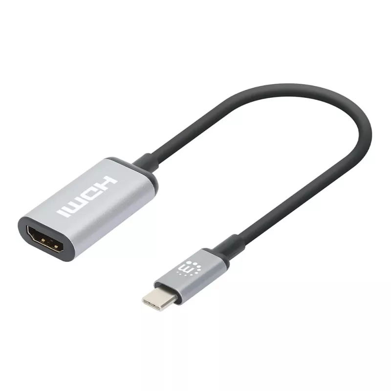 Manhattan USB-C uz HDMI kabelis, 4K@60Hz, 5 Gbps (USB 3.2 Gen1), 15 cm, melns, vīrietis-sieviete, trīs gadu garantija