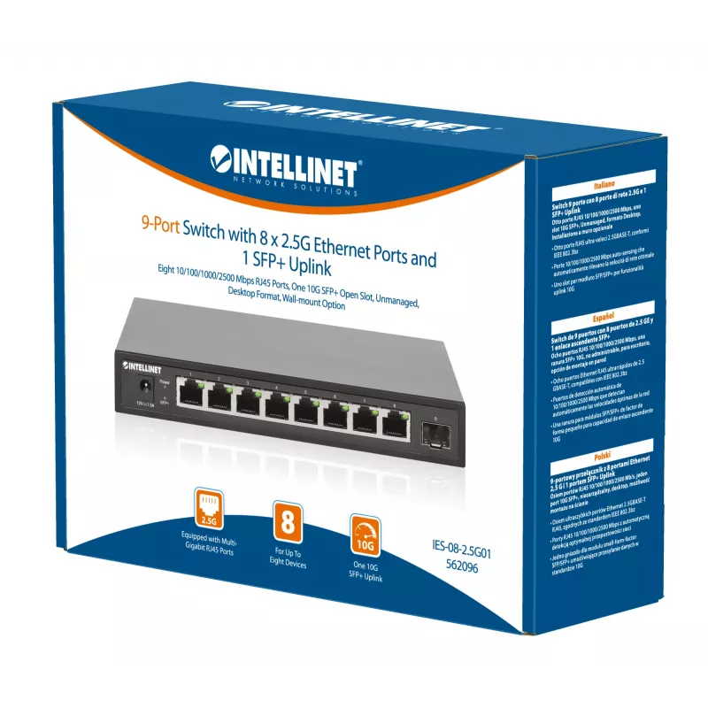 Intellinet 9 Portu Slēdzis 8 x 2.5G Ethernet Porti un 1 SFP+ Augšsaites Ports