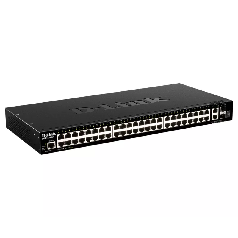 D-Link 48 portu Gigabit kaudzējams viedais slēdzis ar 2 x 10GBase-T un 2 x 10G SFP+ portiem