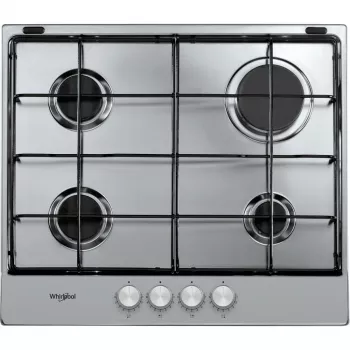 Whirlpool TGML 650 IX Iebūvējamā gāzes plīts virsma, nerūsējošais tērauds, 58 cm, 4 zonas