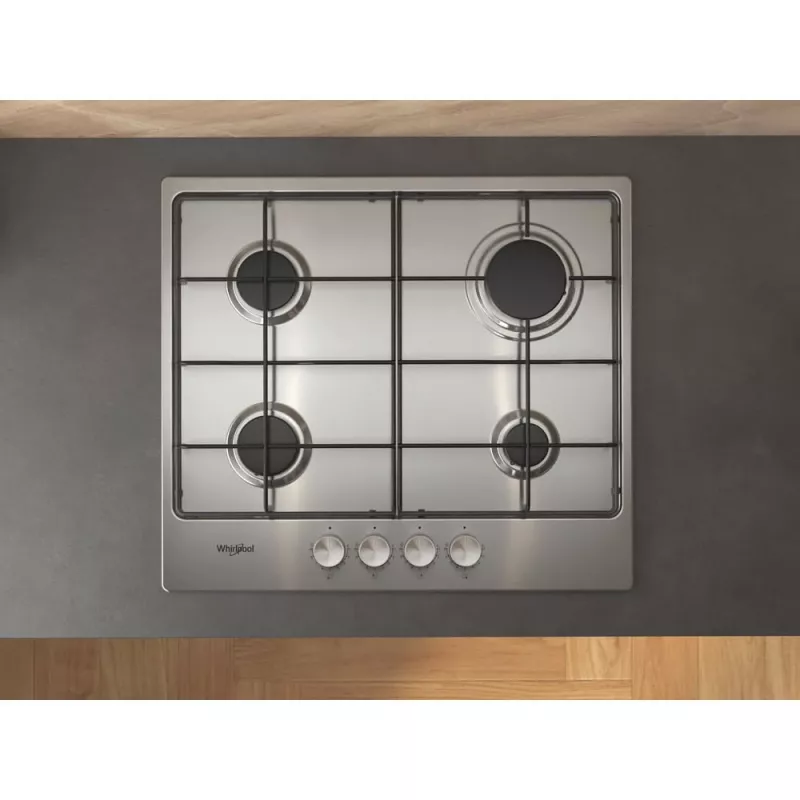 Whirlpool TGML 650 IX Iebūvējamā gāzes plīts virsma, nerūsējošais tērauds, 58 cm, 4 zonas
