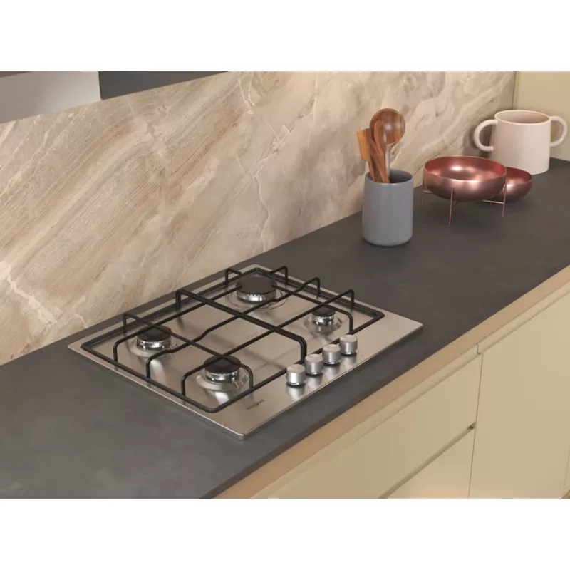 Whirlpool TGML 650 IX Iebūvējamā gāzes plīts virsma, nerūsējošais tērauds, 58 cm, 4 zonas