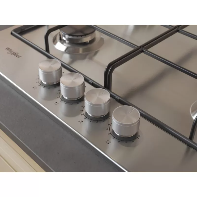 Whirlpool TGML 650 IX Iebūvējamā gāzes plīts virsma, nerūsējošais tērauds, 58 cm, 4 zonas