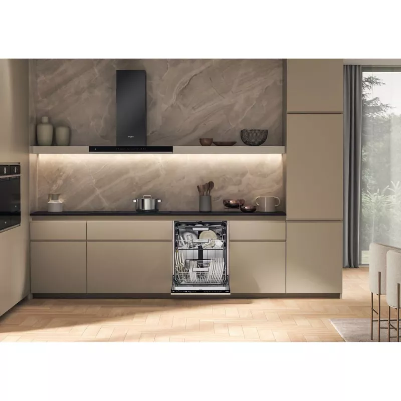 Whirlpool W7I HP42 L pilnībā iebūvējama trauku mazgājamā mašīna, 15 komplekti
