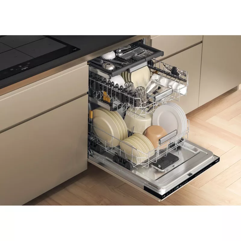 Whirlpool W7I HP42 L pilnībā iebūvējama trauku mazgājamā mašīna, 15 komplekti