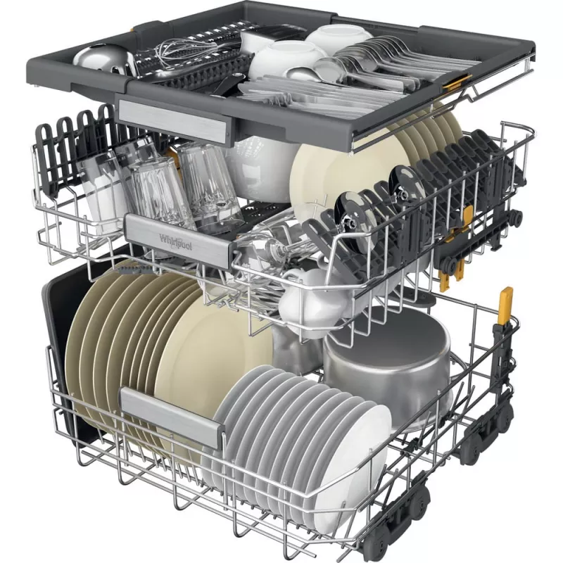Whirlpool W7I HP42 L pilnībā iebūvējama trauku mazgājamā mašīna, 15 komplekti