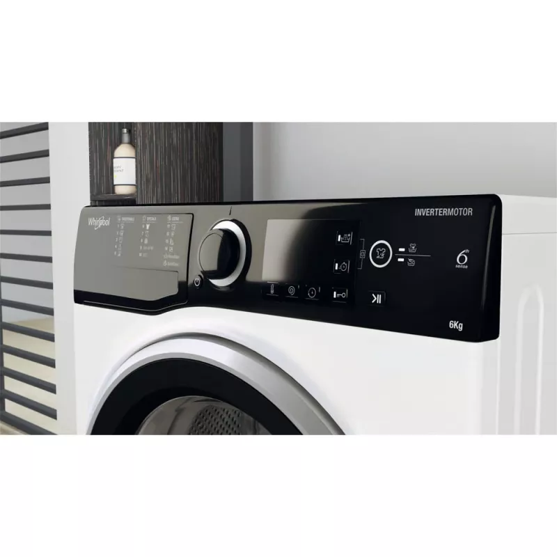 Veļas mašīna Whirlpool WRBSB 6249 S EU priekšējā ielāde 6 kg 1151 apgr./min Melna, Balta