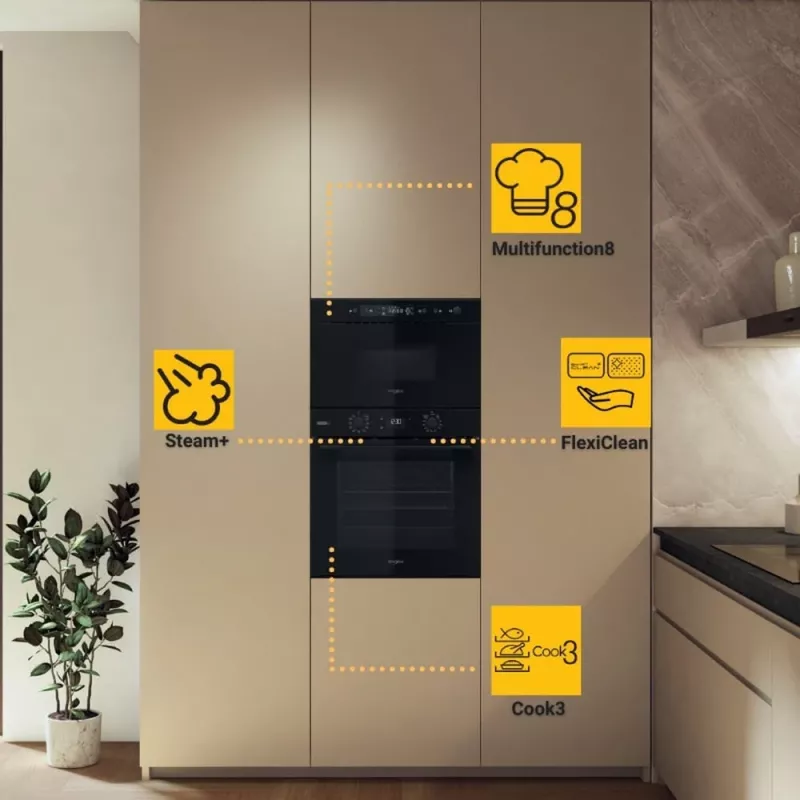 Whirlpool OMSK58RU1SB 71 L Melna iebūvējamā elektriskā cepeškrāsns
