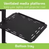 Techly ICA-TB TPM-10 augstumā regulējams projektora un portatīvā datora ratiņgalds ar plauktu, melns