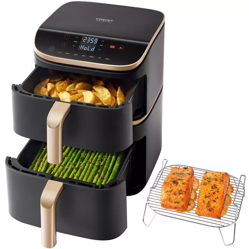 Cosori Turbo Tower Pro Smart karstā gaisa fritieris 10.8 L 2630 W Melns, Zelts