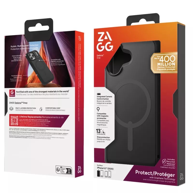 ZAGG Sedona Snap Maciņš Apple iPhone 17 Flood Black