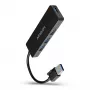 Axagon SuperSpeed USB SLIM centrmezgls, USB 3.2 Gen 1 Type-A, 4 porti, melns, plastmasa, 0.14 m