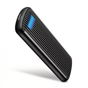 AXAGON EEM2-SC ārējais USB-C 10Gbps bezskrūvju metāla M.2 NVMe SSD korpuss, viena vieta, pelēks