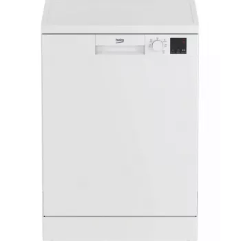 Brīvi stāvoša trauku mazgājamā mašīna BEKO DVN05320W — pilna izmēra 60 cm, 13 komplekti, 49 dB, 5 programmas, E klase