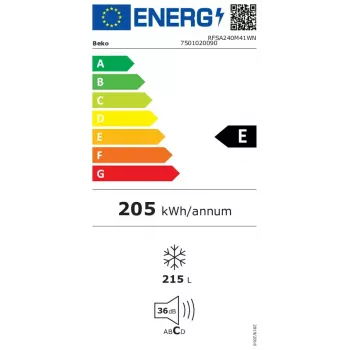 Brīvstāvošais saldētājs Beko RFSA240M41WN — 215 L, balts, Fast Freeze, atveramas durvis