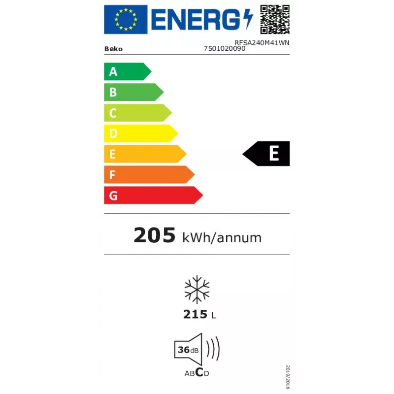 Brīvstāvošais saldētājs Beko RFSA240M41WN — 215 L, balts, Fast Freeze, atveramas durvis