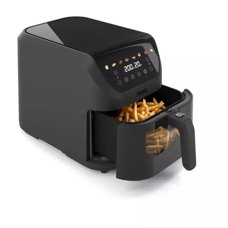Princess 182476 Karstā gaisa fritētājs 8 L, 2000 W, skārienvadība, melns, 80°C min