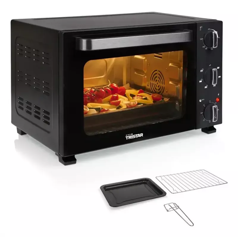 Galda elektriskā cepeškrāsns Tristar OV-3627 — 27 L, 1500 W, melna, rotācijas vadība