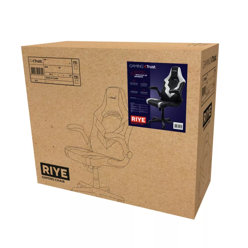 Universāls spēļu krēsls Trust GXT 703W RIYE melns balts 140 kg