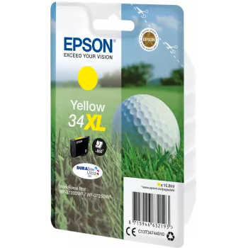Epson Golf ball vienpaka dzeltenā 34XL DURABrite Ultra tinte, augstas (XL) ietilpības, dzeltena, pigmenta tinte, 10.8 ml, 1 gab., 950 lapas