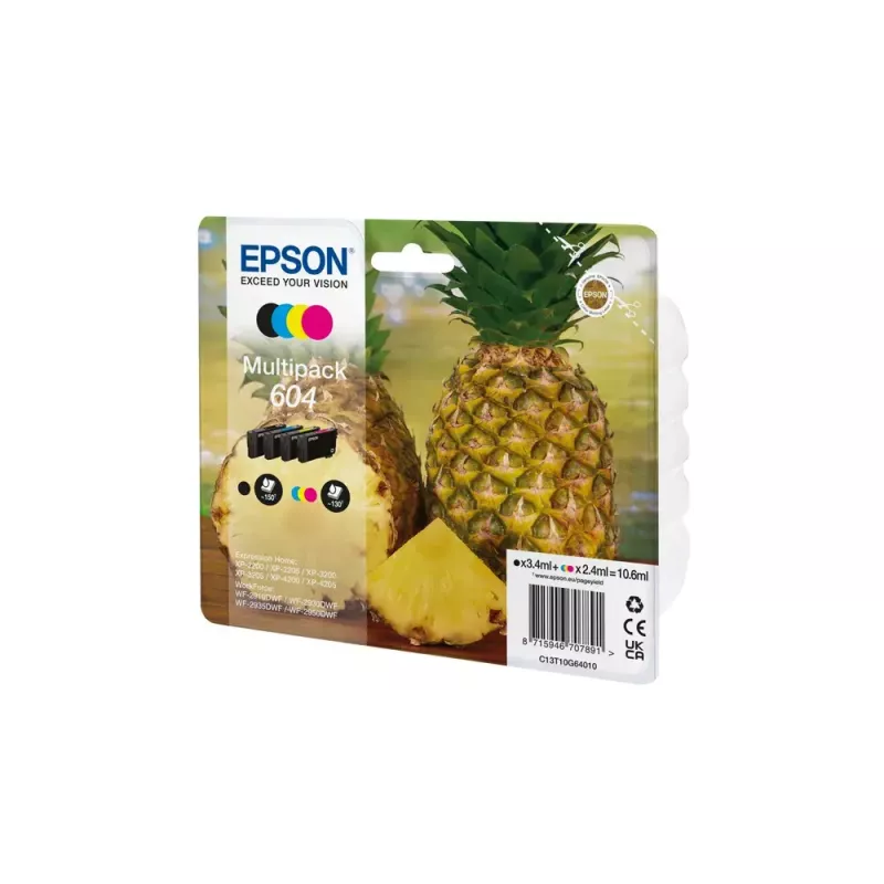 Epson 604 oriģinālā tintes kasetne 4 gab. Standarta ietilpība Melna, Ciāna, Fuksīna, Dzeltena