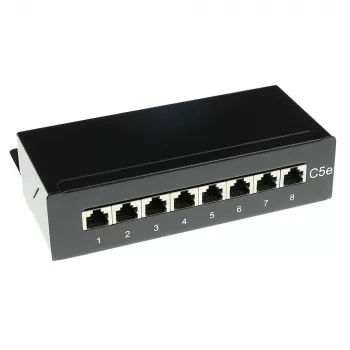 ACT FA5001 virsmas montāžas ekranēts 8-portu CAT5E sadales paneļa korpuss, 173×44×109 mm