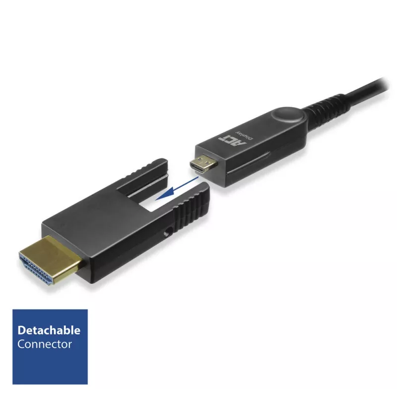 ACT 30m HDMI 4K aktīvais optiskais kabelis ar noņemamu savienotāju v2.0 HDMI-A tēviņš - HDMI-A tēviņš