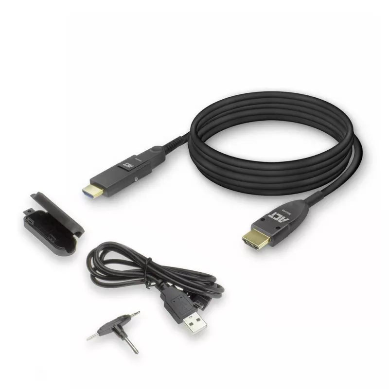 ACT 30m HDMI 4K aktīvais optiskais kabelis ar noņemamu savienotāju v2.0 HDMI-A tēviņš - HDMI-A tēviņš