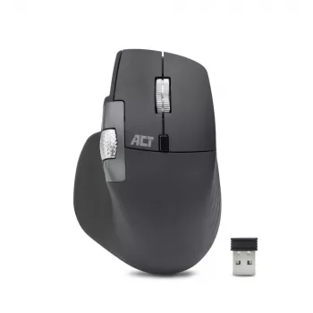 ACT AC5147 bezvadu lāzera pele — labā roka, RF + Bluetooth, 4800 DPI, 6 pogas, pelēka
