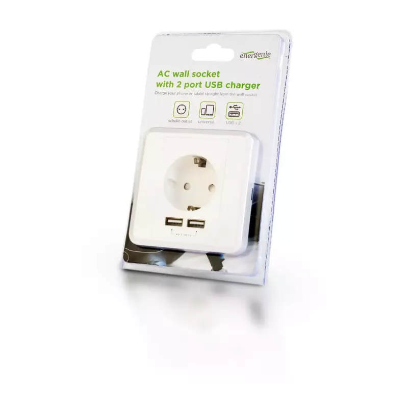 EnerGenie EG-ACU2A2-01 kontaktligzda ar 2 x USB