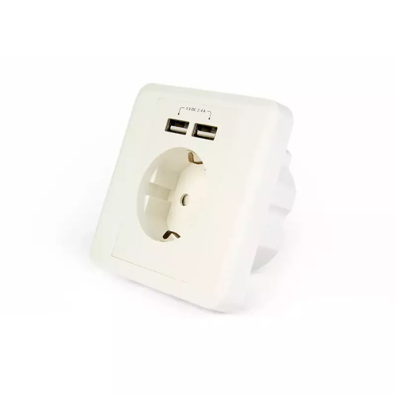 EnerGenie EG-ACU2A2-01 kontaktligzda ar 2 x USB