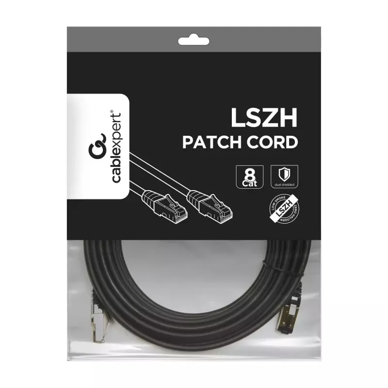 Tīkla kabelis Gembird PP8-LSZHCU-BK-5M RJ-45 Cat8 5m Melns
