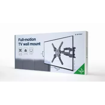 TV stiprinājums Gembird WM-60ST-01 32–60 collu televizoriem, VESA 100x100–400x400, līdz 36.4 kg, slīpums -2°–10°, attālums no sienas 4.2–45.2 cm, melns