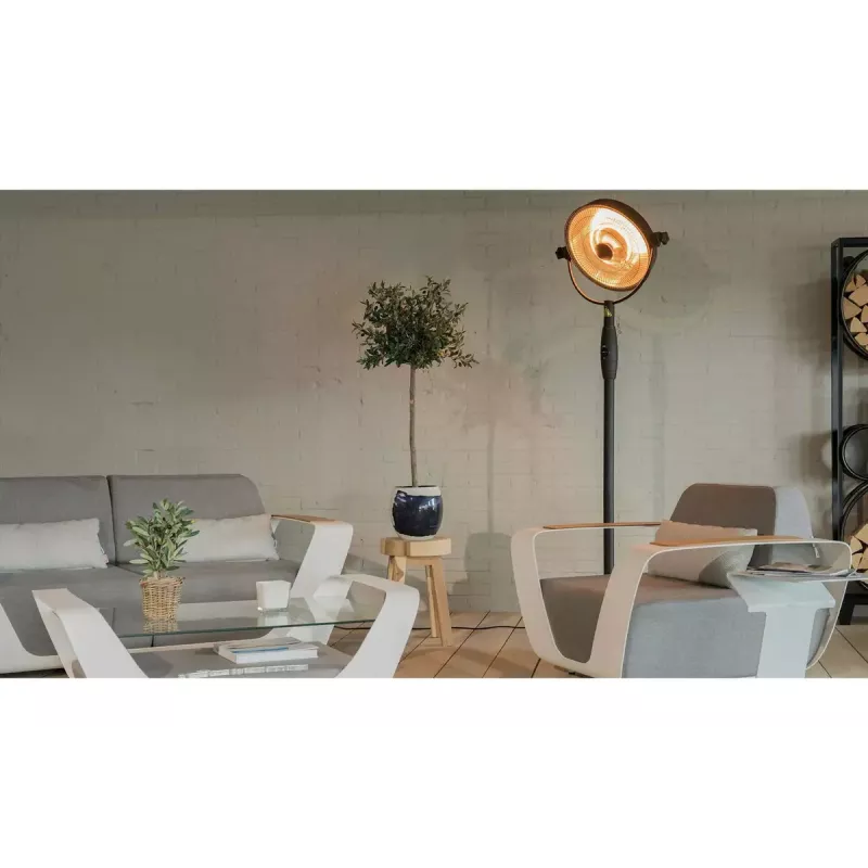 Halogena elektriskais sildītājs SUNRED Retro, 2100/900 W, grīdas novietojumam, silda līdz 17 m², melns/brūns
