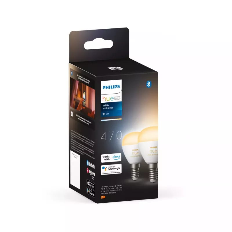 Philips Hue White ambience Lustre – E14 viedā spuldze – (2 iepakojumā)