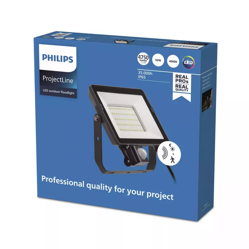 Prožektors Philips LED 50 W 4000 K IP65 Melns