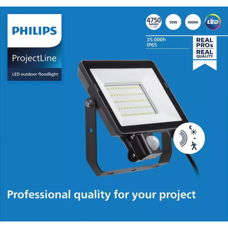 Prožektors Philips LED 50 W 4000 K IP65 Melns