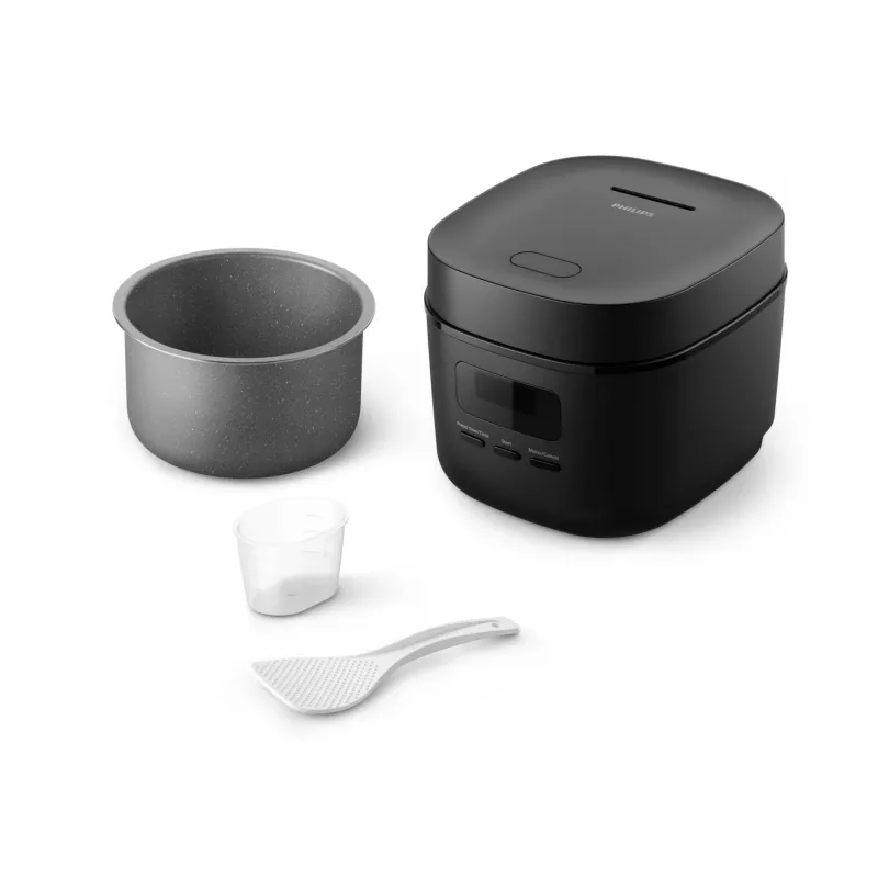 Rīsu plīts Philips 3000 sērija HD3080/80, 0,54 L, 400 W, melna, pogu vadība