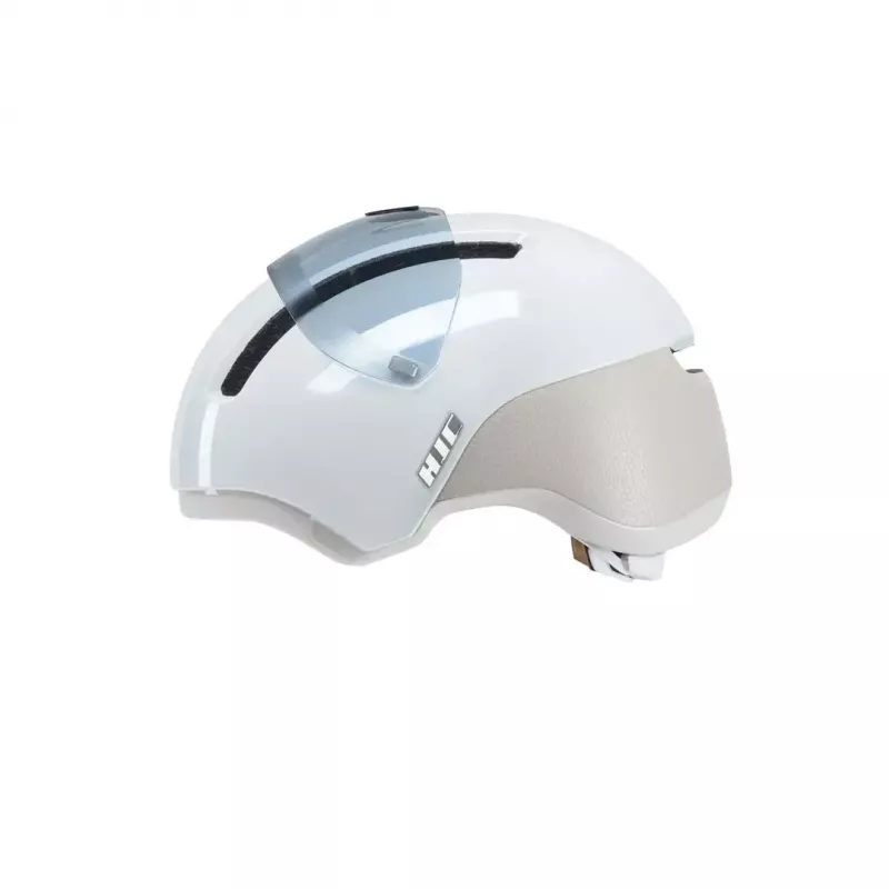 Velosipēda ķivere HJC Calido Plus, izmērs S (51–56 cm), In-mold, magnētiskais vizieris, 350 g, Balta/Pelēka
