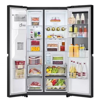 LG InstaView GSGV81EPLL side-by-side ledusskapis, brīvi stāvošs, 635 L, melns