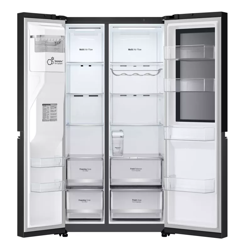 LG InstaView GSGV81EPLL side-by-side ledusskapis, brīvi stāvošs, 635 L, melns