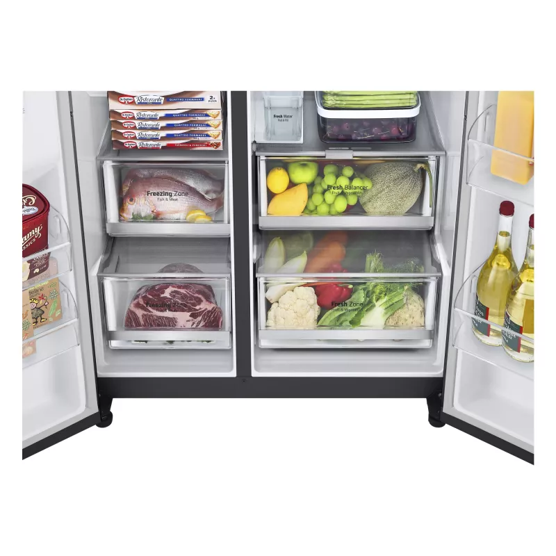 LG InstaView GSGV81EPLL side-by-side ledusskapis, brīvi stāvošs, 635 L, melns