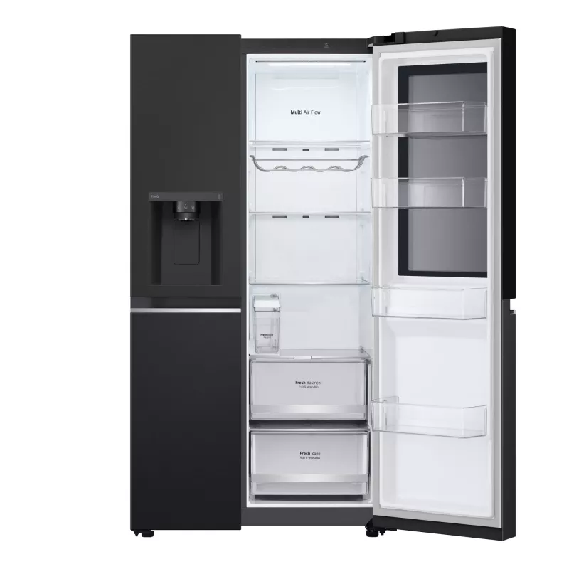 LG InstaView GSGV81EPLL side-by-side ledusskapis, brīvi stāvošs, 635 L, melns