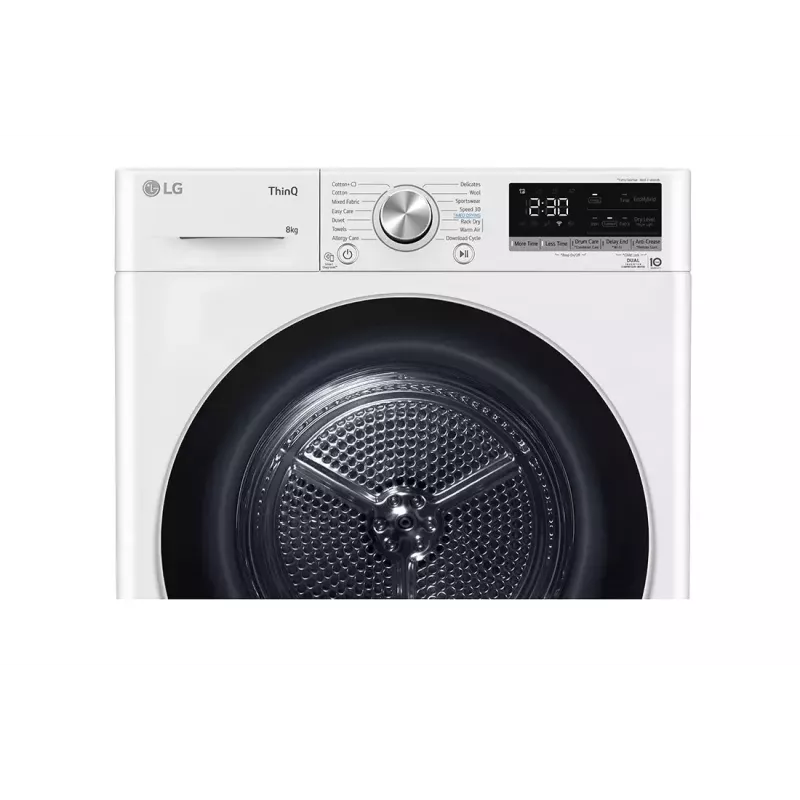 Veļas žāvētājs LG RH80V9AV3N 8 kg A+++ siltumsūknis, brīvi stāvošs, priekšējā ielāde, Melns/Balts