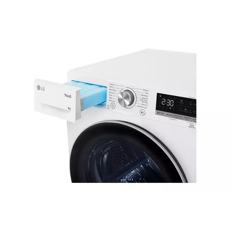 Veļas žāvētājs LG RH80V9AV3N 8 kg A+++ siltumsūknis, brīvi stāvošs, priekšējā ielāde, Melns/Balts